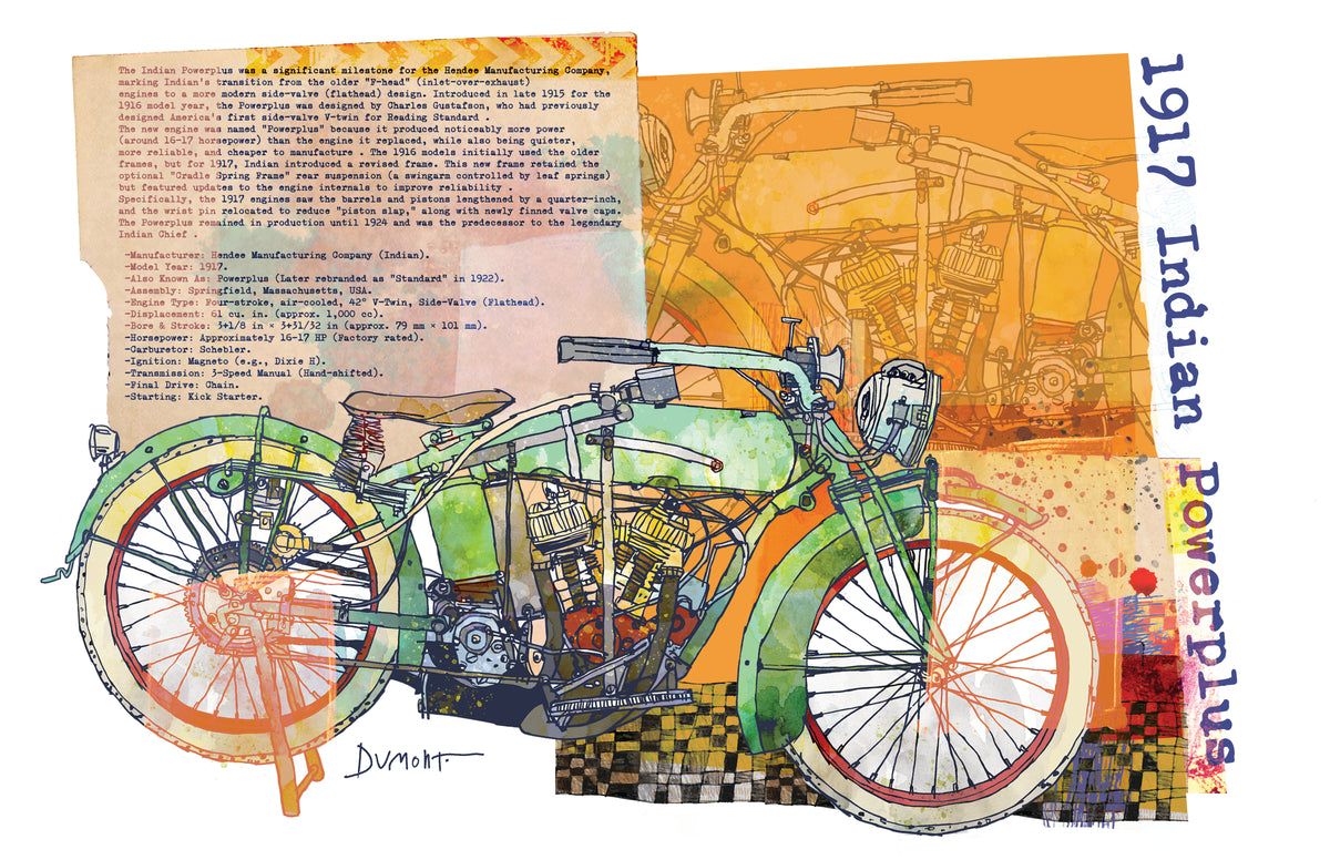 1927 Indian Powerplus Motorcycle Fine Art Poster