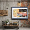 Vintage 1959 Red Convertible Fine Art Poster — Classic Car Wall Art