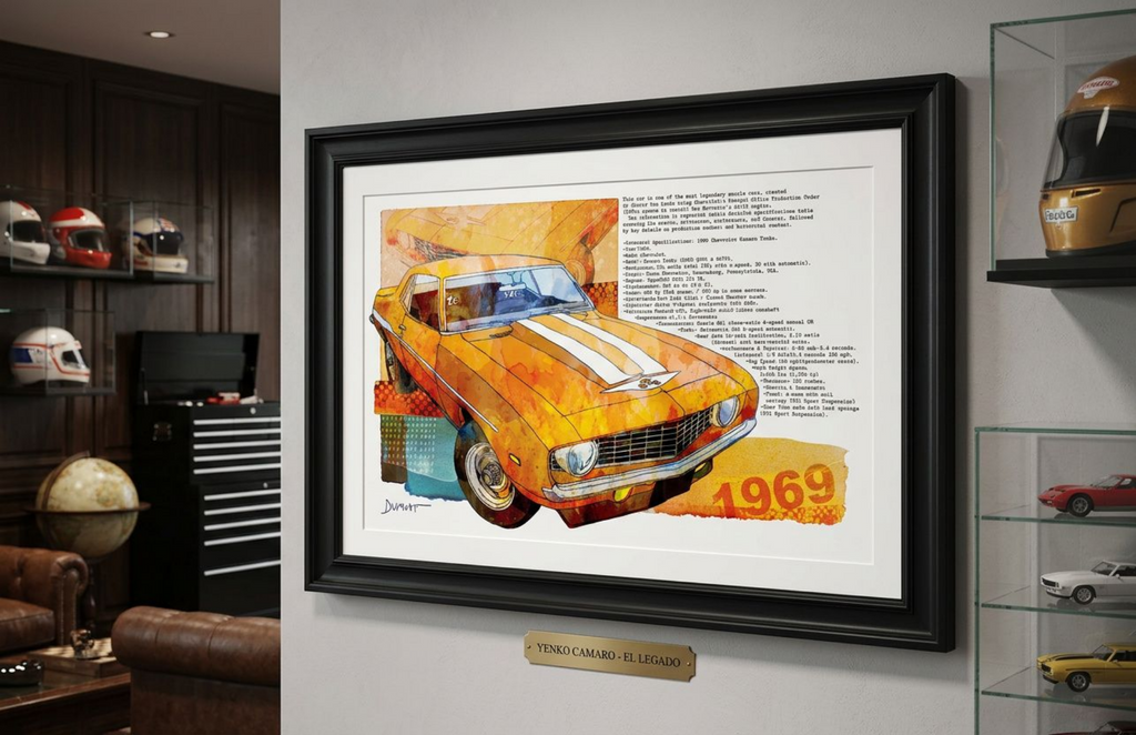 1969 Muscle Car Fine Art Poster — Retro Camaro Wall Art Print