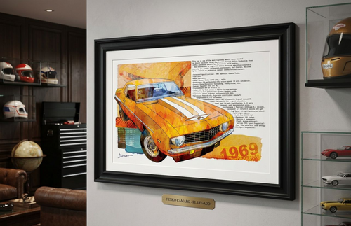 1969 Muscle Car Fine Art Poster — Retro Camaro Wall Art Print
