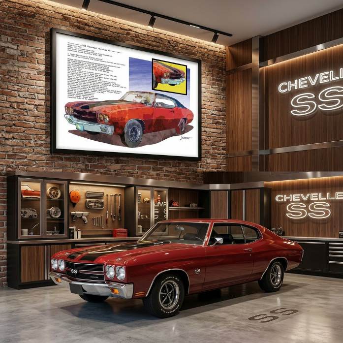 1970 Red Muscle Car Fine Art Poster — Vintage Automotive Wall Art