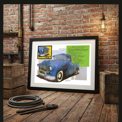 1957 Blue Pickup Fine Art Poster — Vintage Truck Wall Art Print