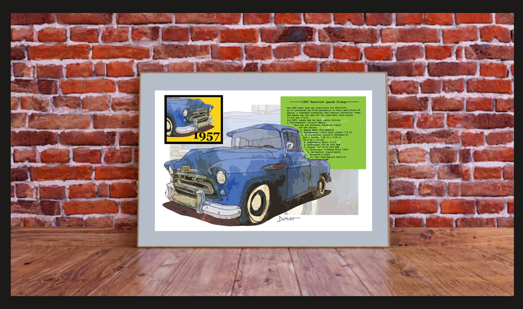 1957 Blue Pickup Fine Art Poster — Vintage Truck Wall Art Print
