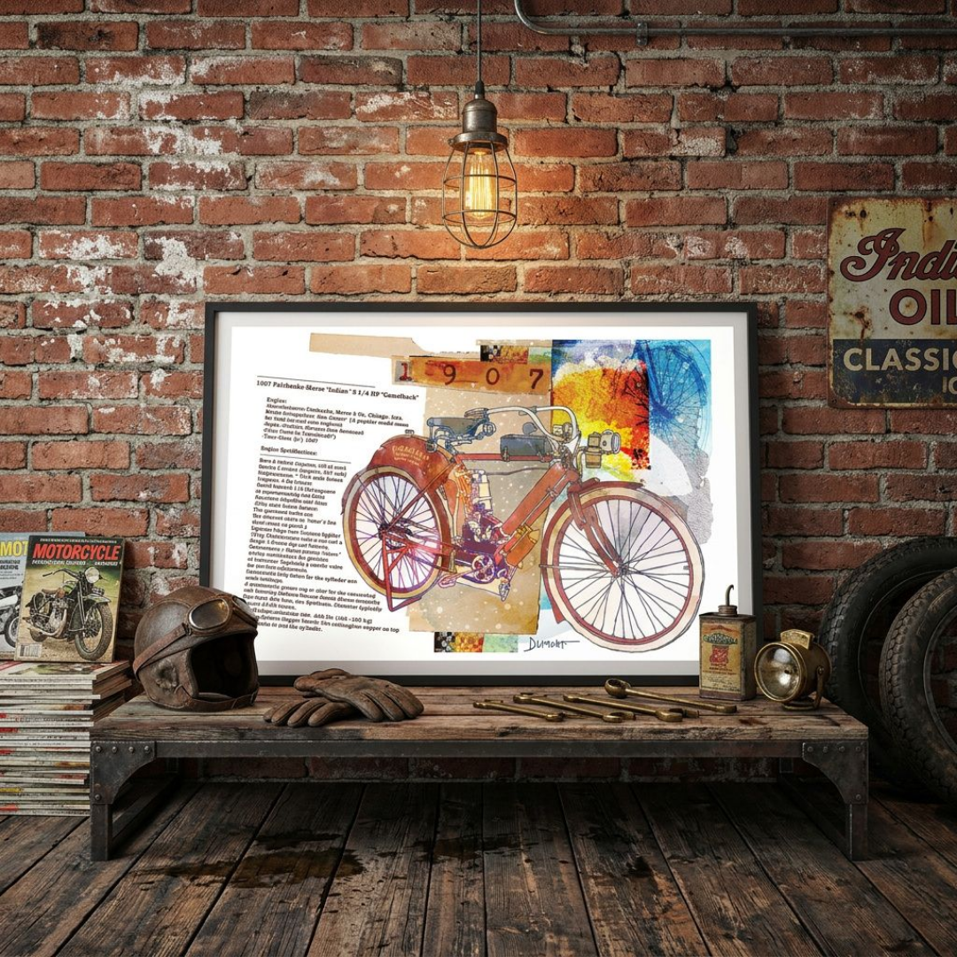 Vintage Bicycle Fine Art Poster — Colorful Mixed-Media Bike Print (Text Collage)