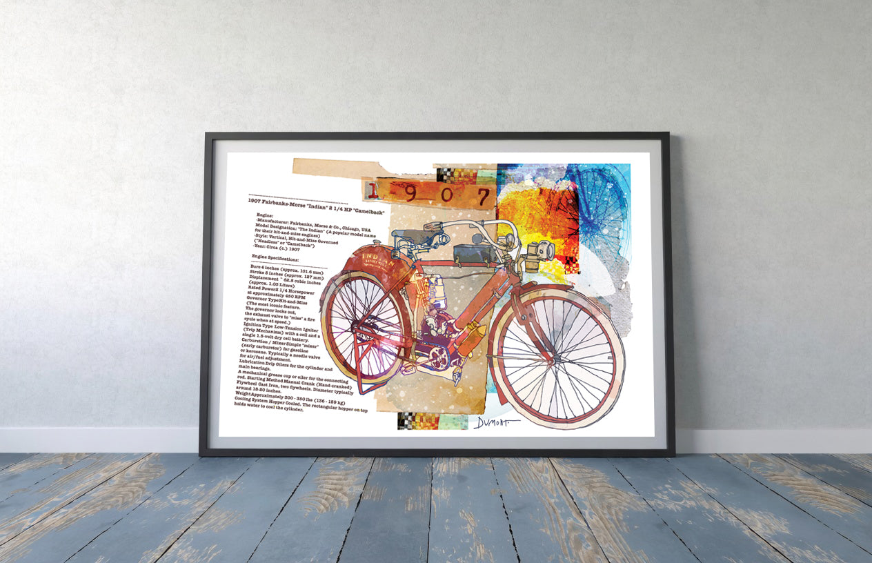 Vintage Bicycle Fine Art Poster — Colorful Mixed-Media Bike Print (Text Collage)
