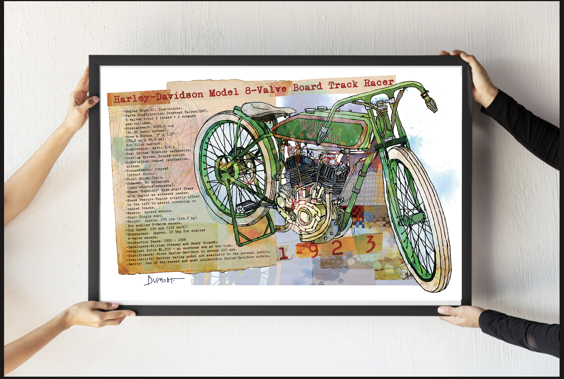 Vintage Harley-Davidson Model 8-Valve Board Track Racer Fine Art Poster