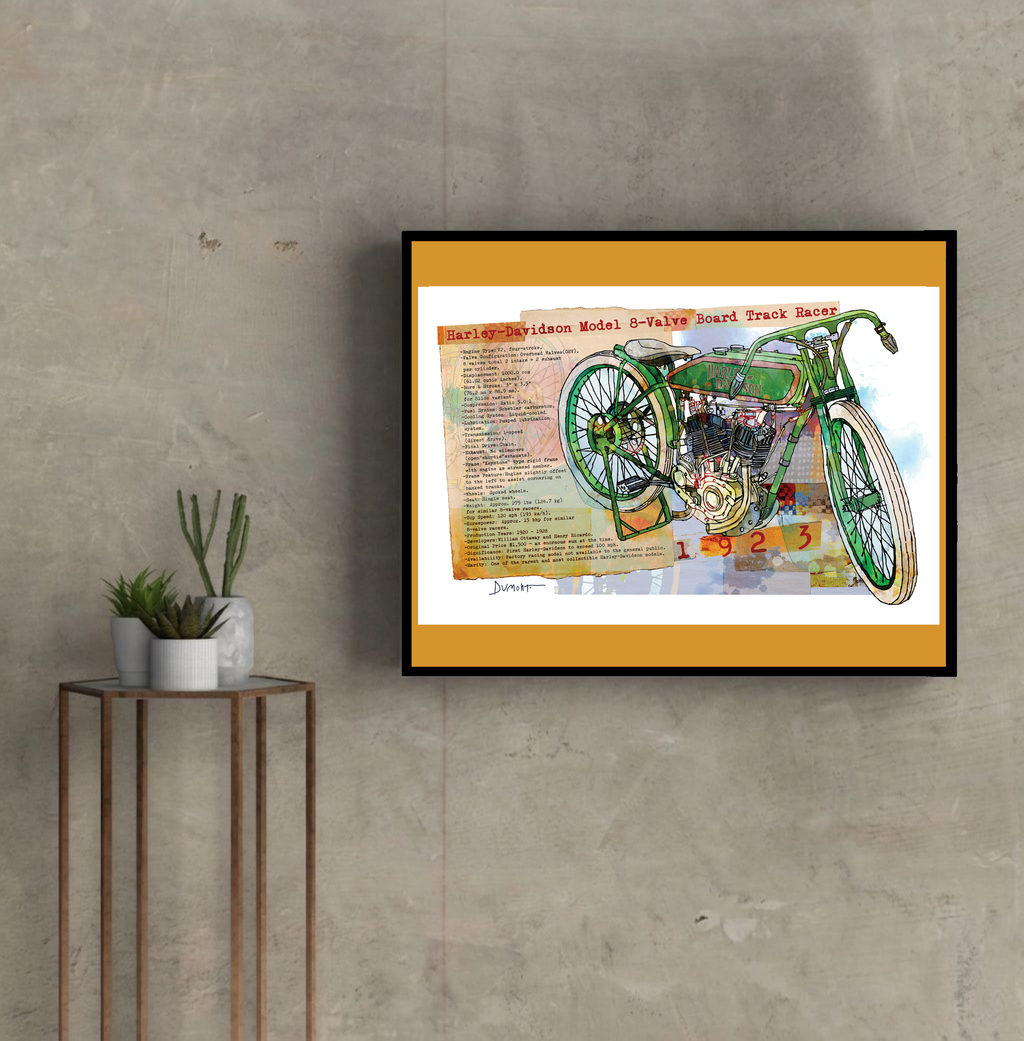 Vintage Harley-Davidson Model 8-Valve Board Track Racer Fine Art Poster