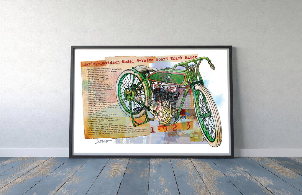 Vintage Harley-Davidson Model 8-Valve Board Track Racer Fine Art Poster