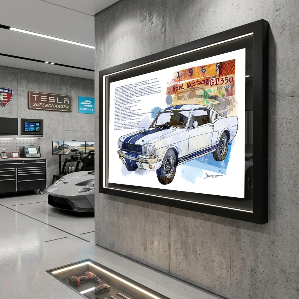 Ford Mustang GT350 Watercolor Art Poster — 1965 Classic Car Print
