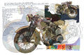 Vintage Motorcycle Fine Art Poster — Mixed Media '1933' Illustration