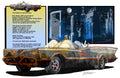 Batmobile Art Poster — Retro Gotham City Car Illustration with Lyrics