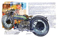 Vintage Motorcycle Fine Art Poster — Retro Bike Illustration with Text Collage