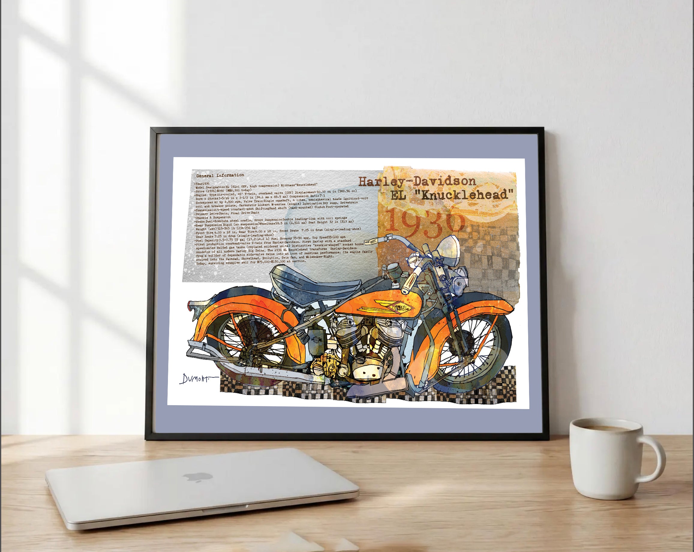 Harley-Davidson EL Knucklehead 1936 — Art Print.(2)