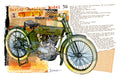 Vintage Harley-Davidson Motorcycle Fine Art Poster — Retro Green Bike Illustration