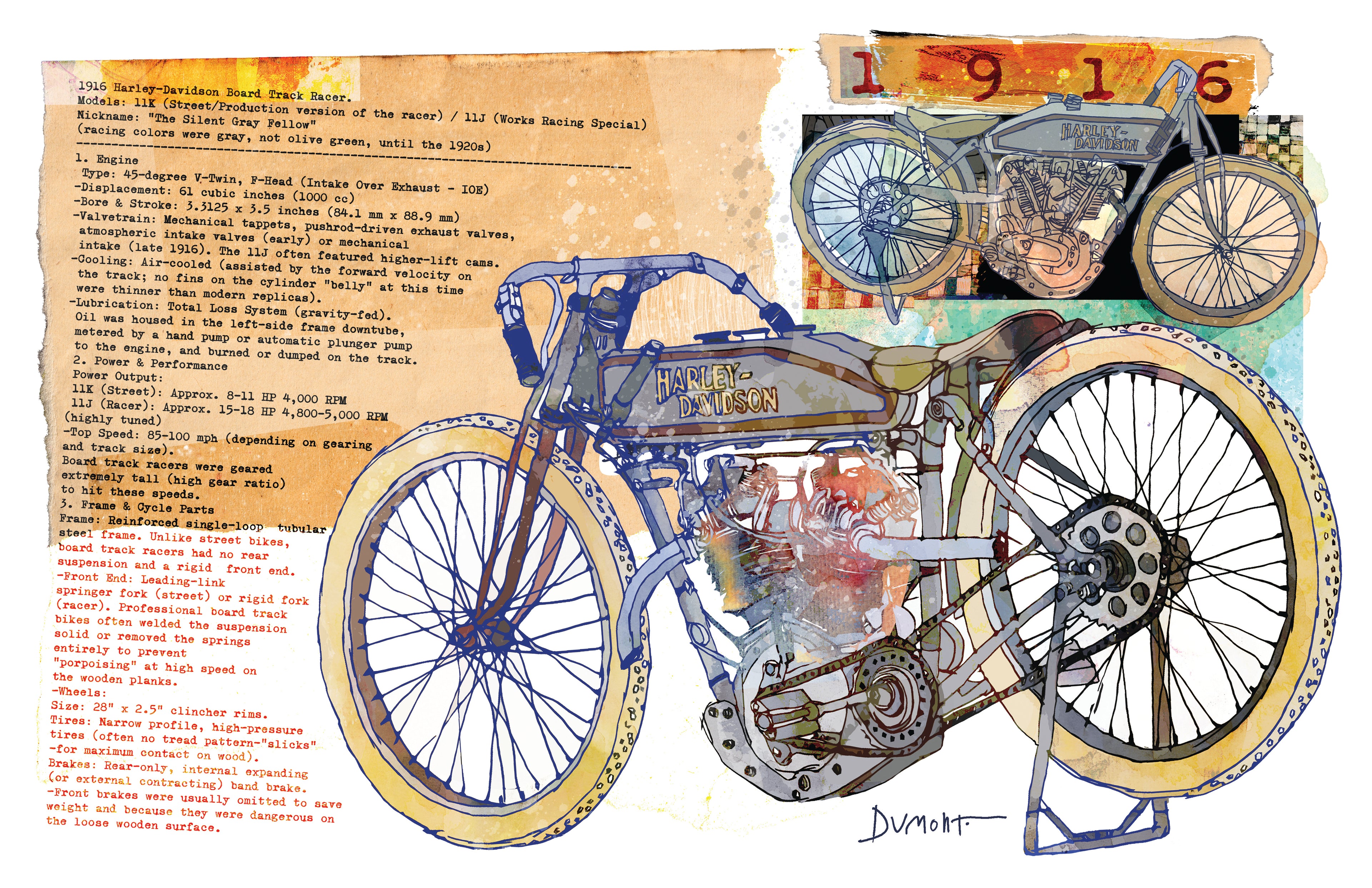 Harley-Davidson Board Track Racer 1916 — Art Print. (2)