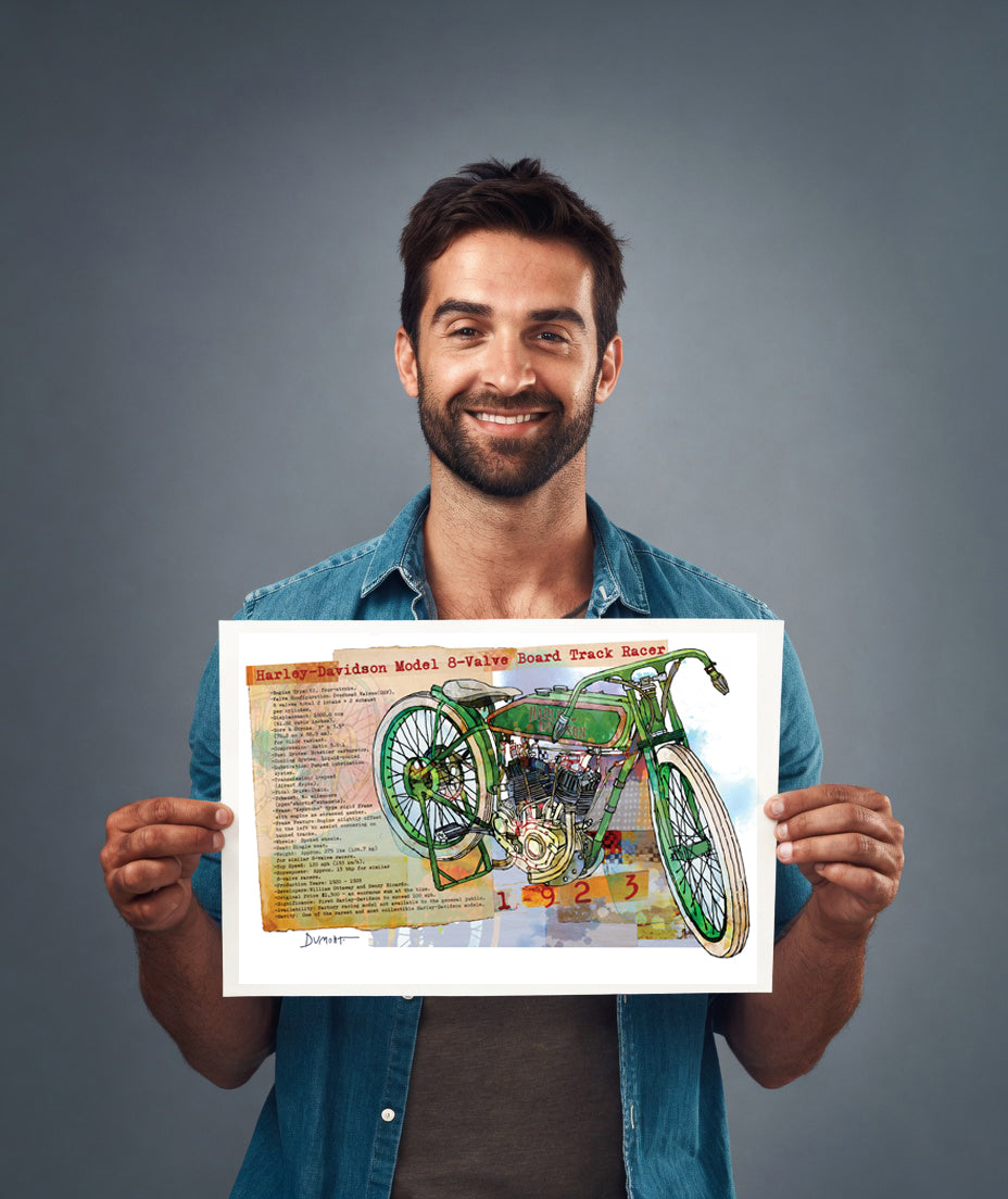 Vintage Harley-Davidson Model 8-Valve Board Track Racer Fine Art Poster