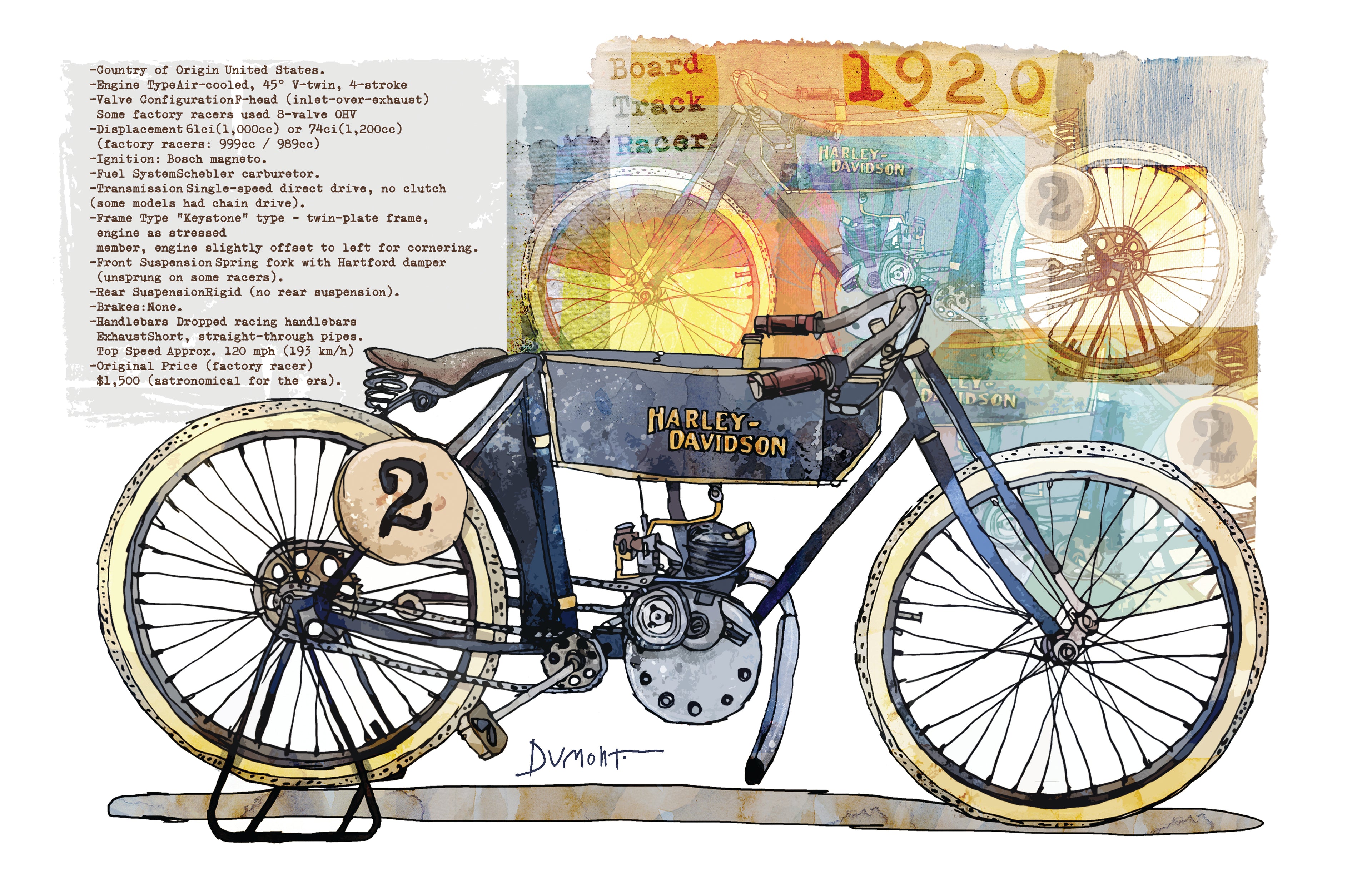 Harley-Davidson Board Track Racer 1916 — Art Print.