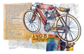 1908 Vintage Motorcycle Fine Art Poster — Antique Bike Print