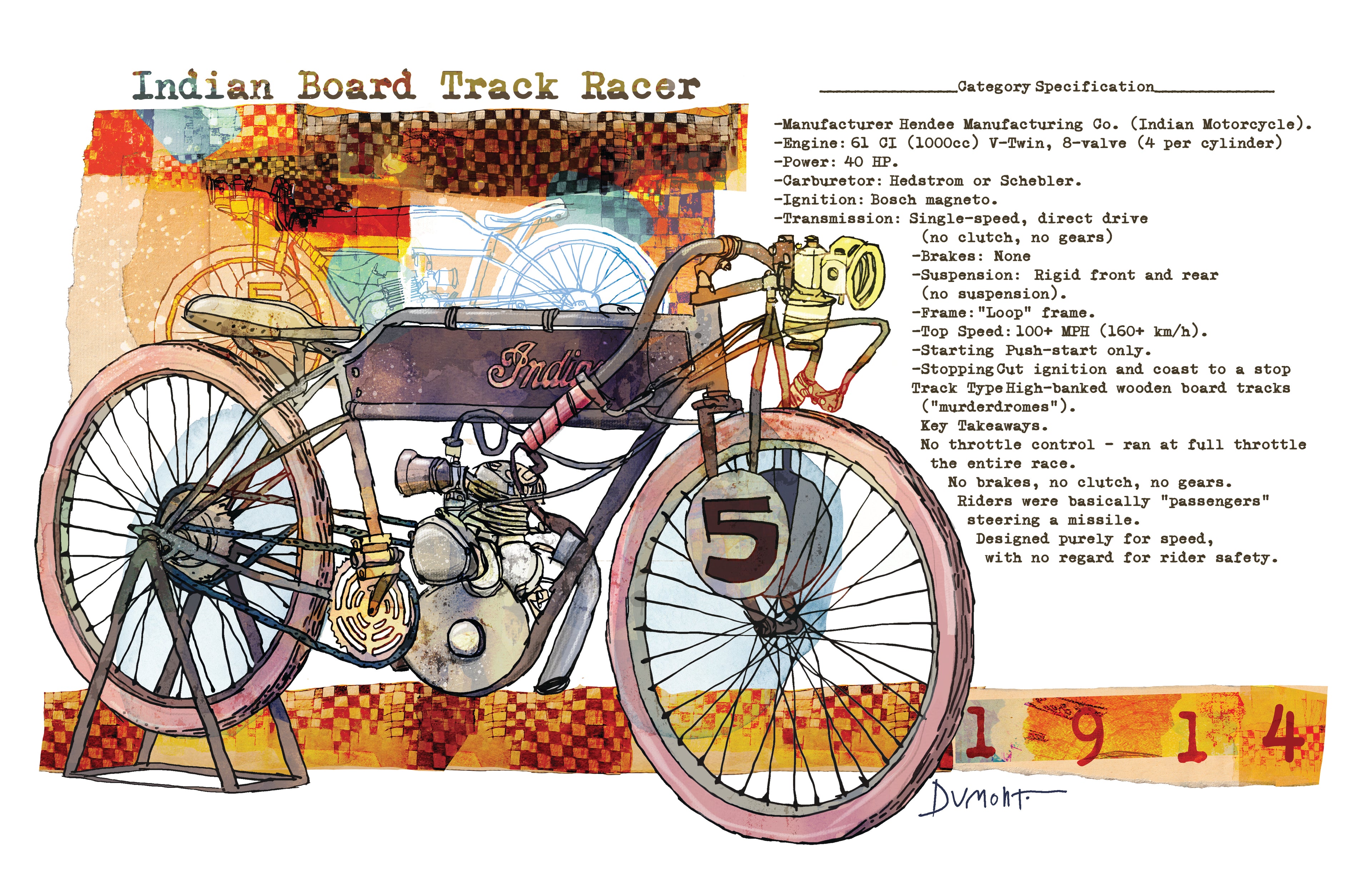 Indian 1914 Board Track Racer — Art Print