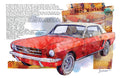 Red 1965 Ford Mustang Fine Art Poster — Vintage Car Wall Art Print