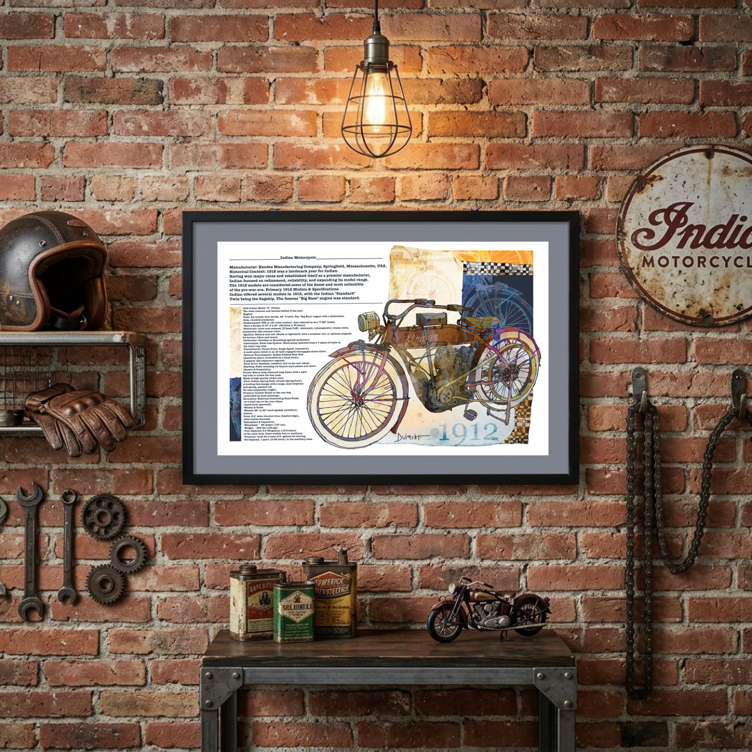 Indian Model F Twin 1912 — Art Print.(2)