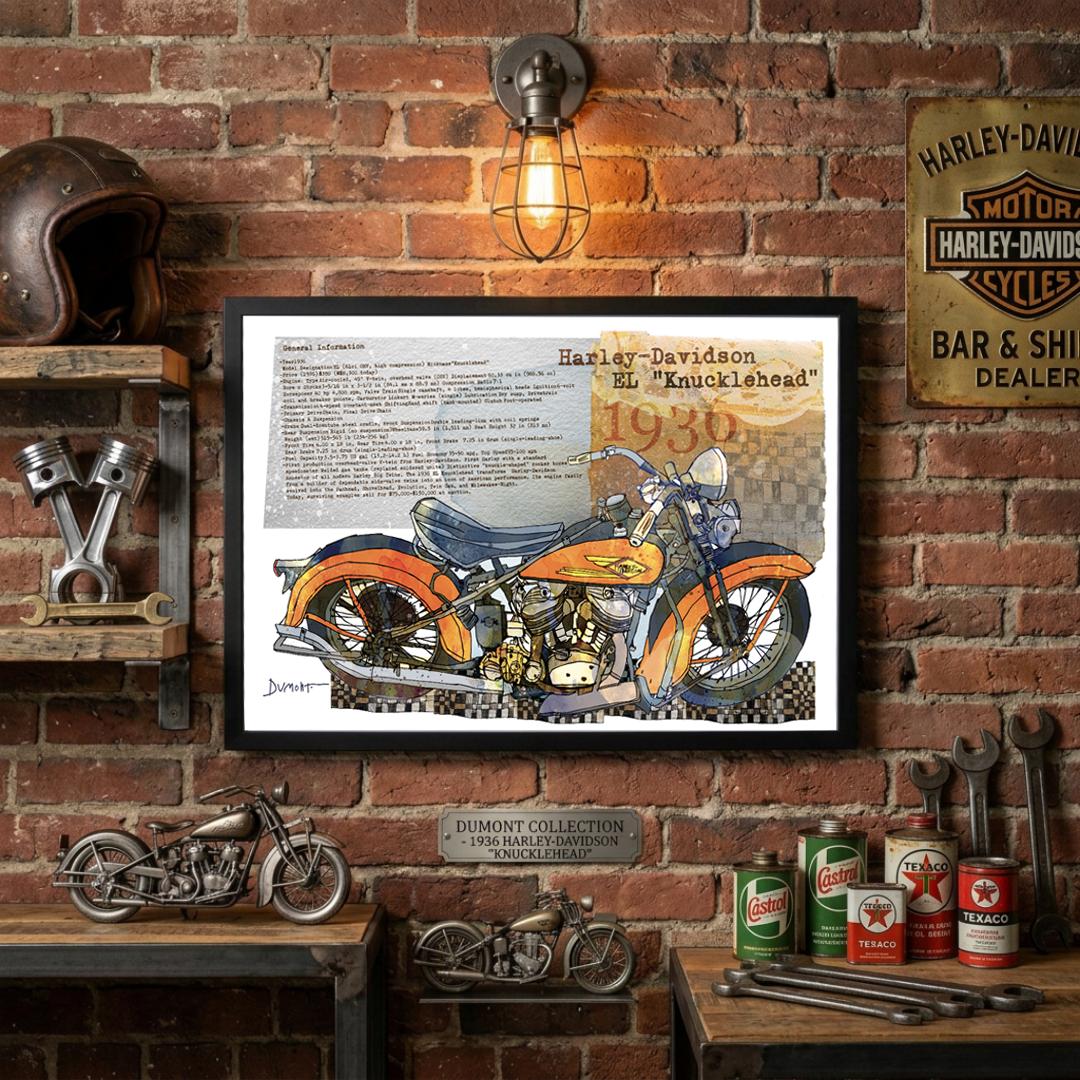 Harley-Davidson EL Knucklehead 1936 — Art Print.(2)