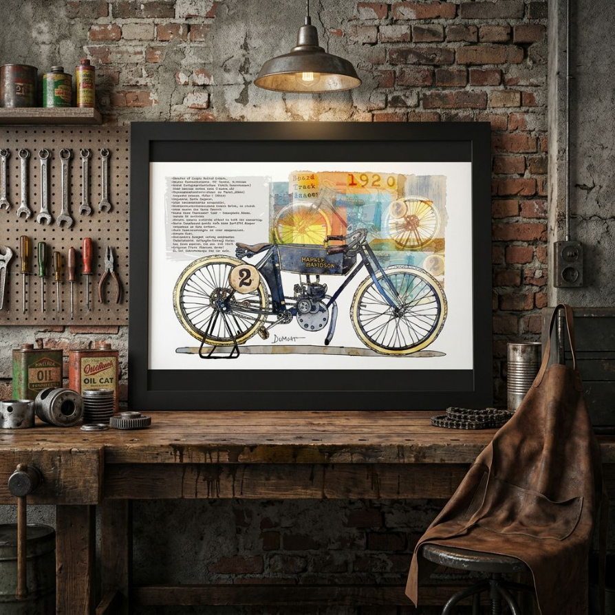 Harley-Davidson Board Track Racer 1916 — Art Print.