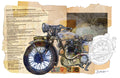 Vintage Motorcycle Fine Art Poster — Retro 1928 Bianchi Bike Illustration with Script