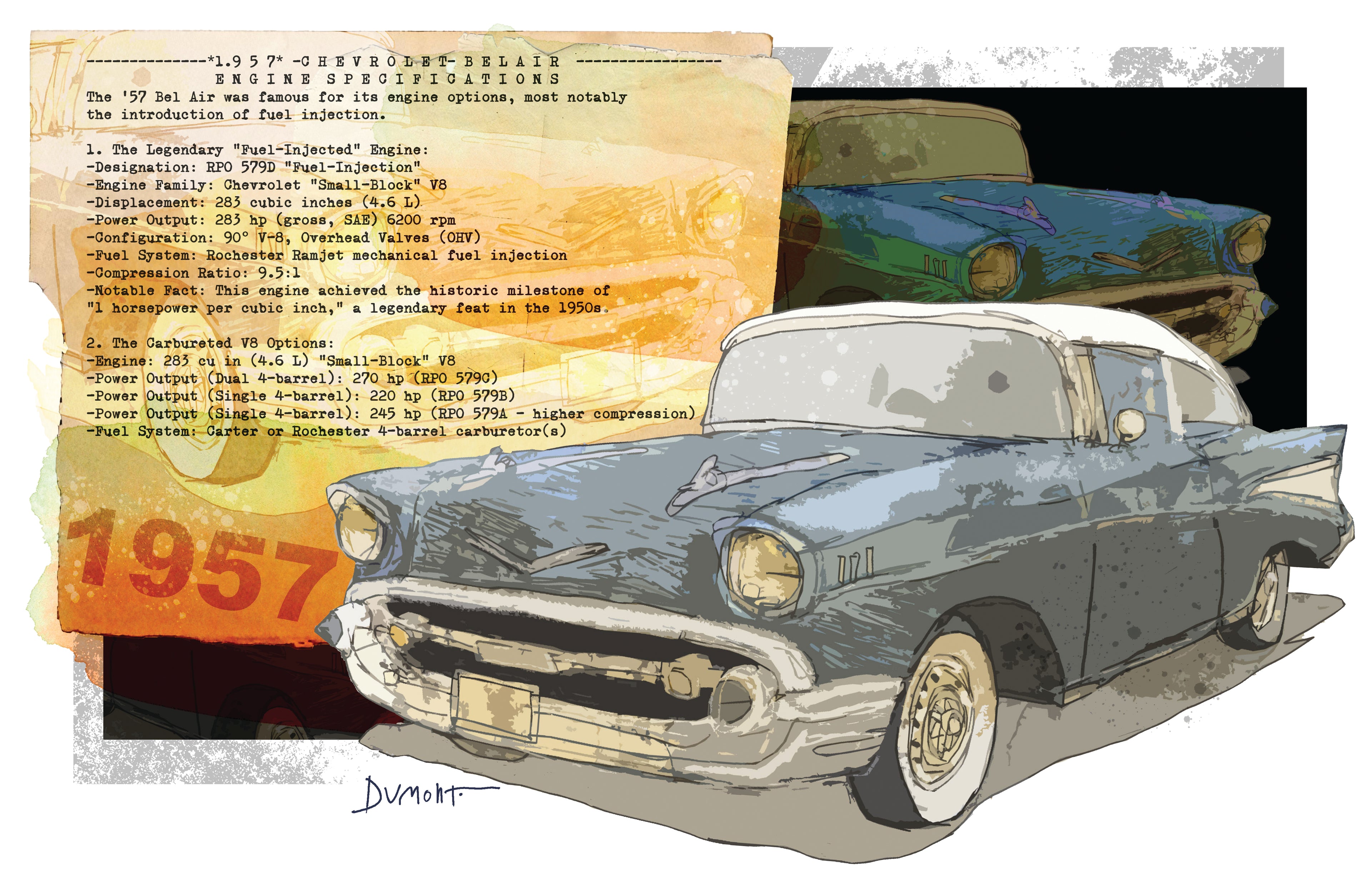 1957 Classic Car Fine Art Poster — Retro Vintage Automobile Print