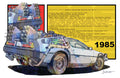 Fine Art Poster — 1985 DeLorean Time Machine Illustration