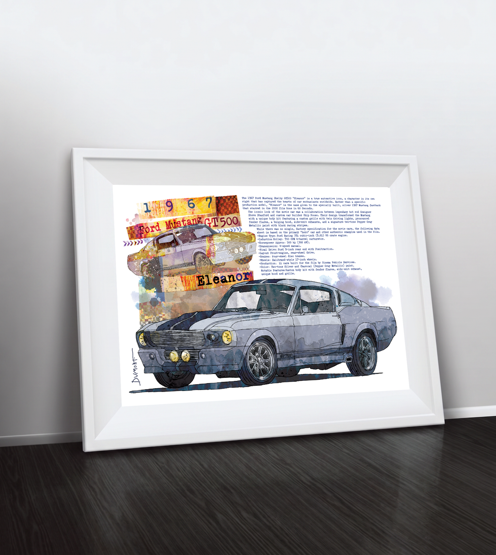 Eleanor Mustang Fine Art Poster — Vintage 1967 Muscle Car Wall Art