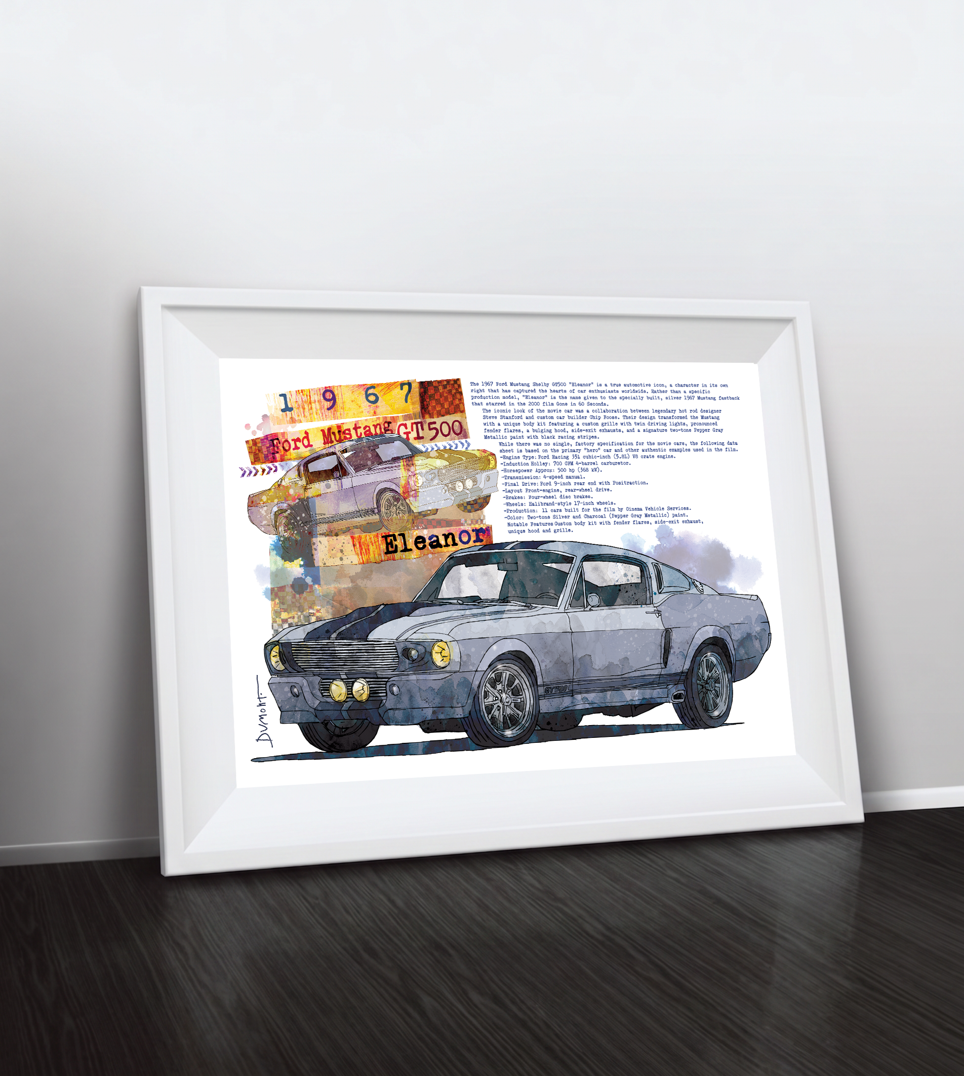 Eleanor Mustang Fine Art Poster — Vintage 1967 Muscle Car Wall Art